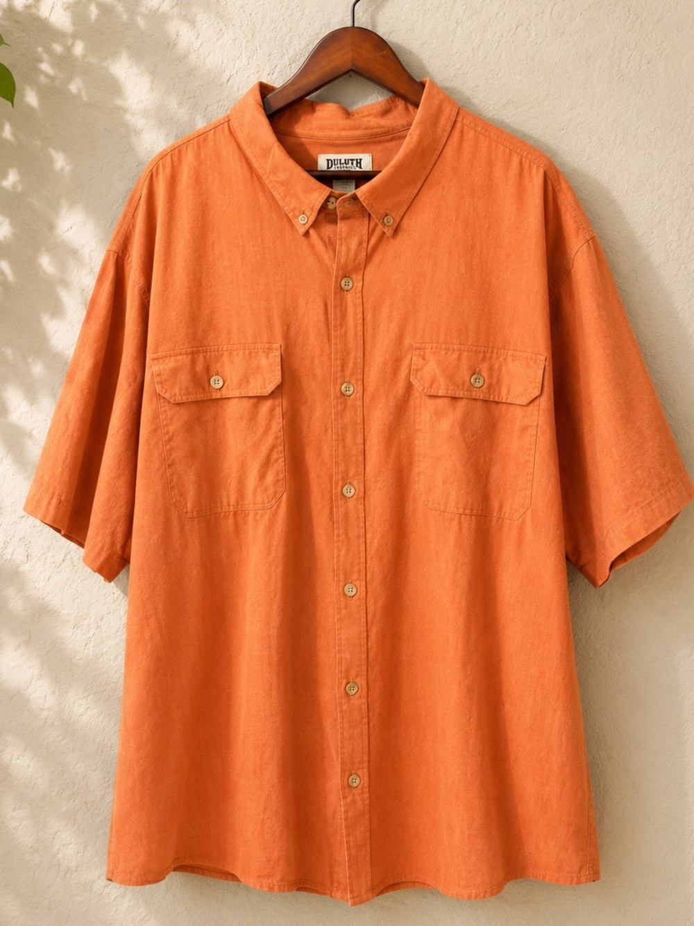 Duluth Trading Co 4XL Big & Tall Relaxed Fit Work Shirt Orange Button Up